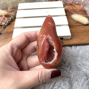 Small Carnelian Druzy Egg